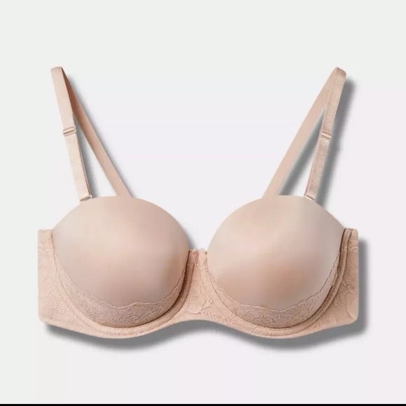 NWT Torrid Bombshell Everyday Strapless Push Up Lace Bra 42DD Beige Nude 42 DD - Picture 1 of 2